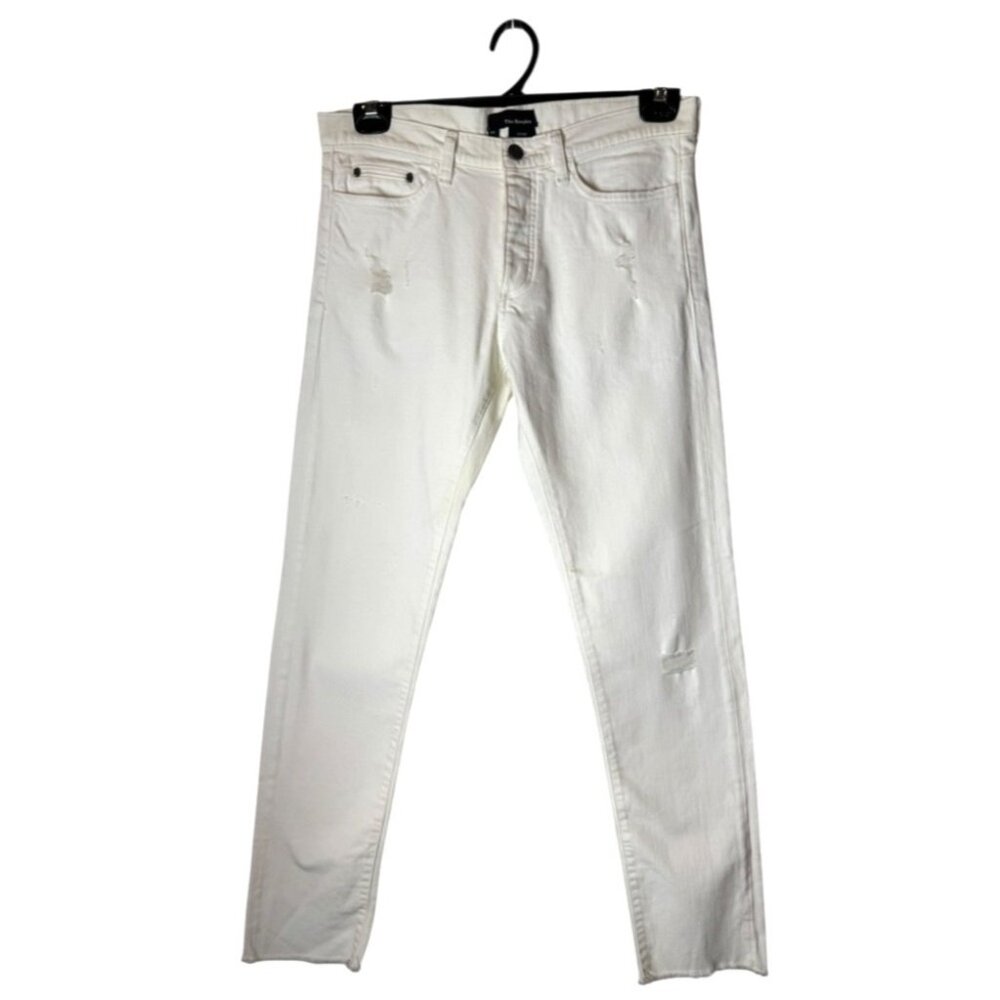The‎ Kooples Jeans Women 30 White Distressed Denim Fitted Tapered Designer